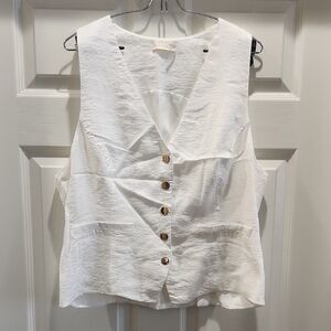 Ramy Brook White Sleeveless Button-Down Blouse